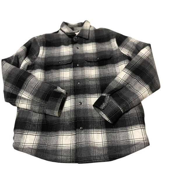 Old Navy Jacket Sherpa Lined Wool Blend Plaid Flannel Warm Coat Men's Sz Large - Picture 1 of 6
